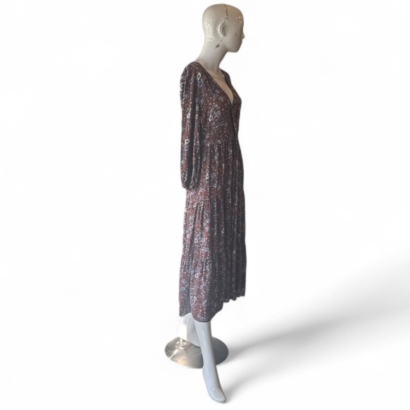 Madewell Challis Wrap Midi Woodland Floral Brown Multi Midi Dress Size XS - Picture 7 of 15